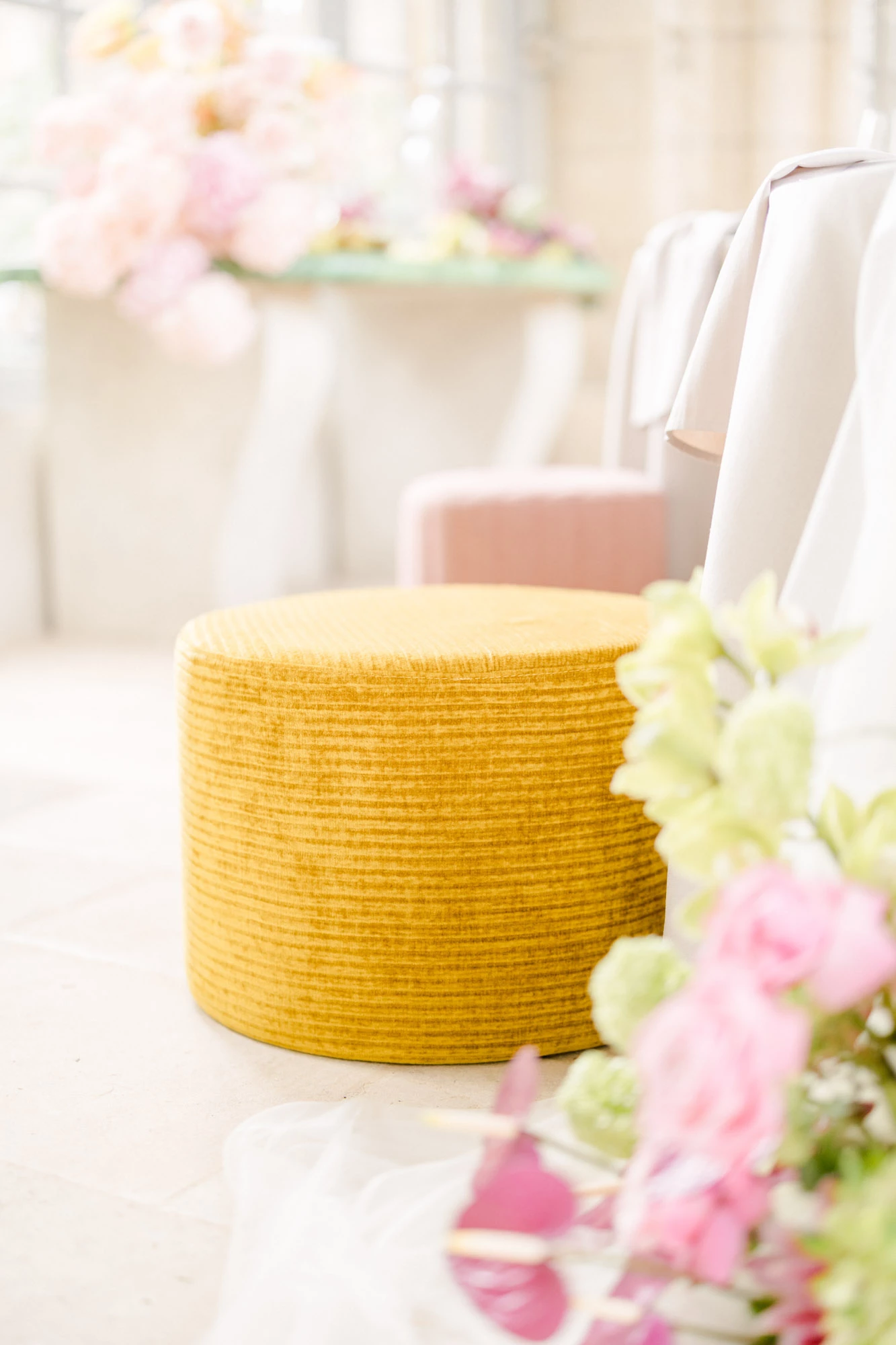 jaune rose composition florale beige orange